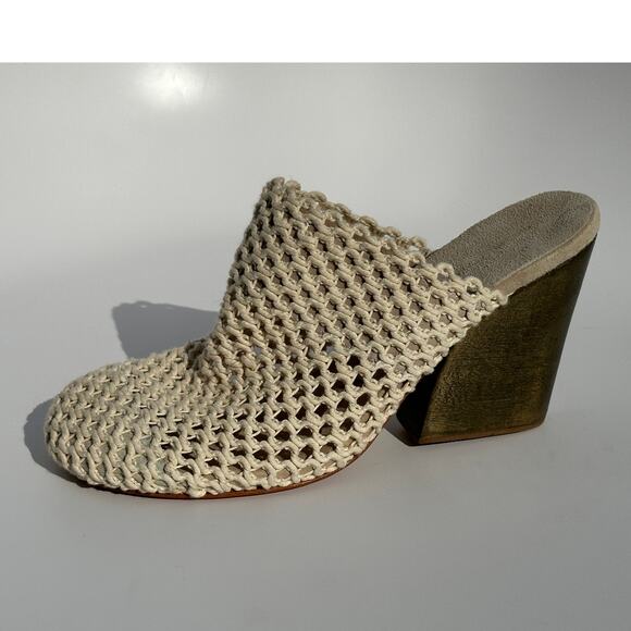 Rachel Comey Reina Woven Crochet Natural Cotton Bully Mules Clogs Size 8 $475 - Picture 1 of 16
